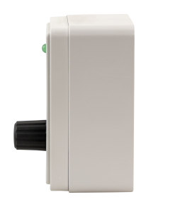 hygrostat til vægmontering i Fuga underlag, set fra siden