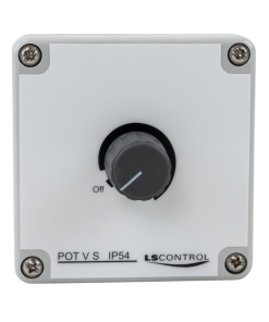 Potentiometer IP 54 with internal trimmer for adjusting mimimum outout signal and switch in shaft - front view